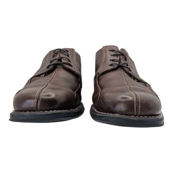 Belvedere Bay Bridge Men's Brown Pebbled Leather Split Toe Oxford Dress Shoes 11 - Picture 2 of 9
